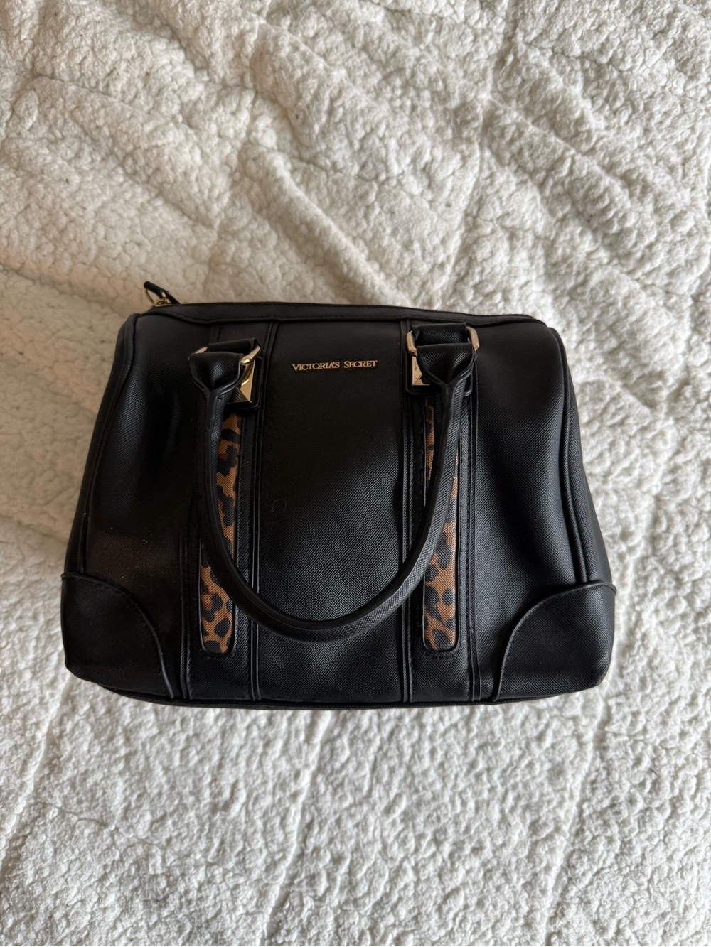 Victoria's Secret Black Satchel with Leopard Trim